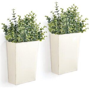 2 Packs Metal Wall Planter with Artificial Plants, Farmhouse Wall Decor Hanging